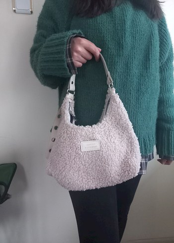 Beyaz Örgü Kadın Omuz Çantası - Görsel 2