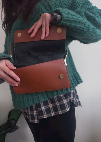 Kahverengi Deri Kadın Günlük Çanta - Görsel 3