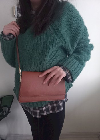 Kahverengi Deri Kadın Günlük Çanta - Görsel 2