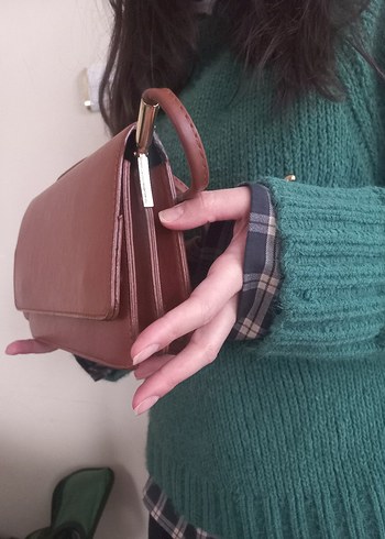 Kahverengi Deri Kadın Günlük Çanta - Görsel 6