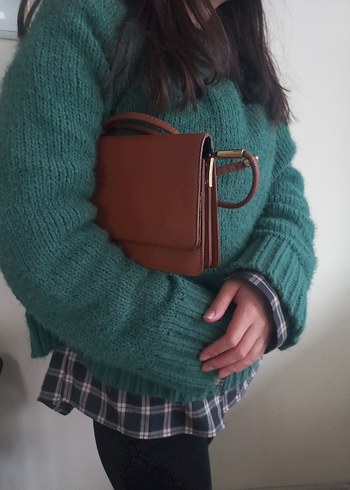 Kahverengi Deri Kadın Günlük Çanta - Görsel 4