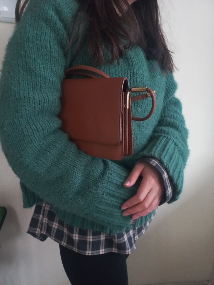 Kahverengi Deri Kadın Günlük Çanta - Görsel 4