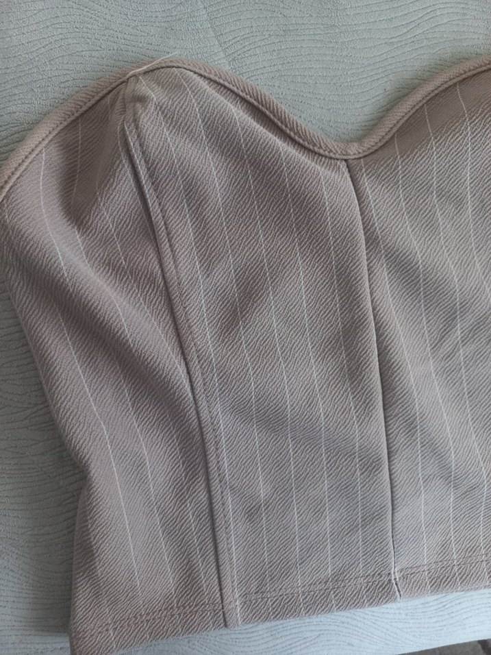 Bej Pilili Straplez İnce Büstiyer - Görsel 4