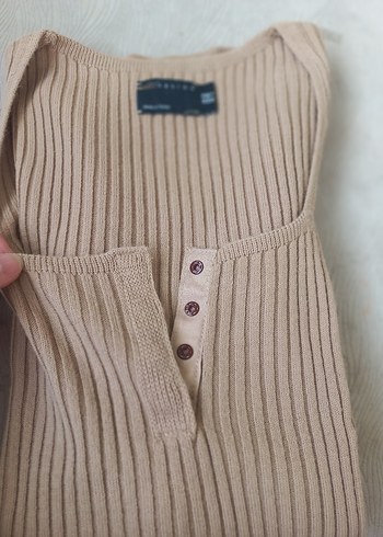 Bej Triko Fitilli Bluz - Görsel 3