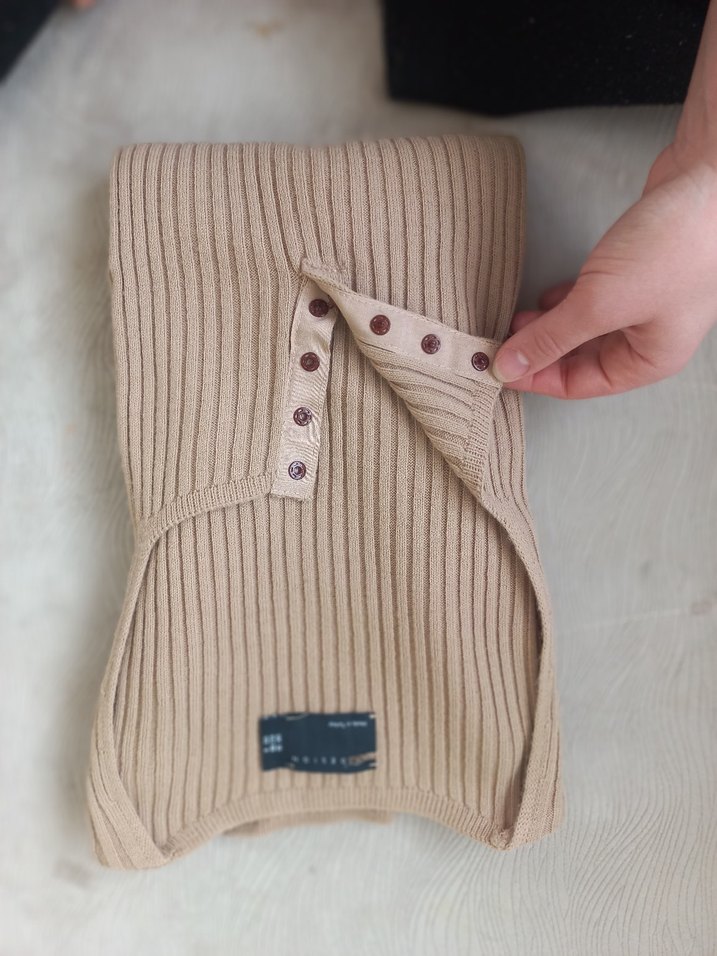 Bej Triko Fitilli Bluz - Görsel 4