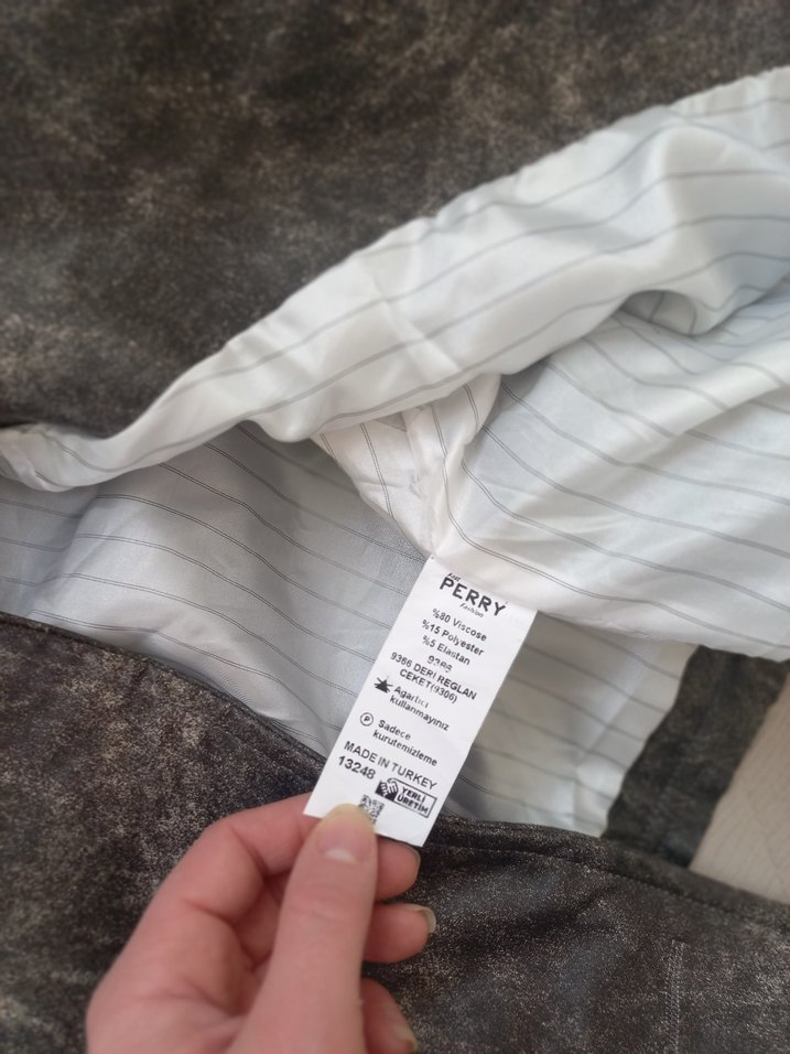 Gri Kemerli Deri Kadın Ceket - Görsel 3