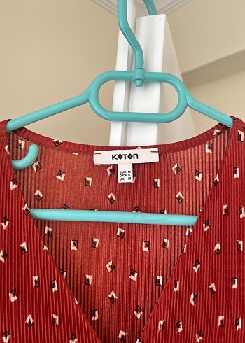 Kırmızı V Yaka Midi Bohem Elbise - Görsel 2