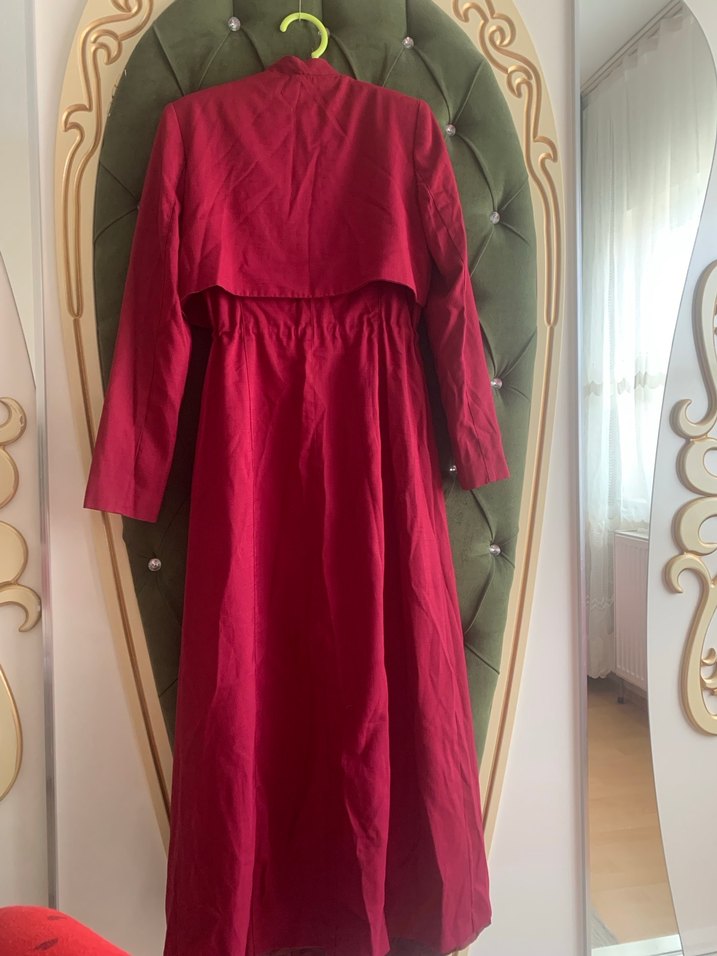 Bordo Uzun Kadın Klasik Kap - Görsel 2