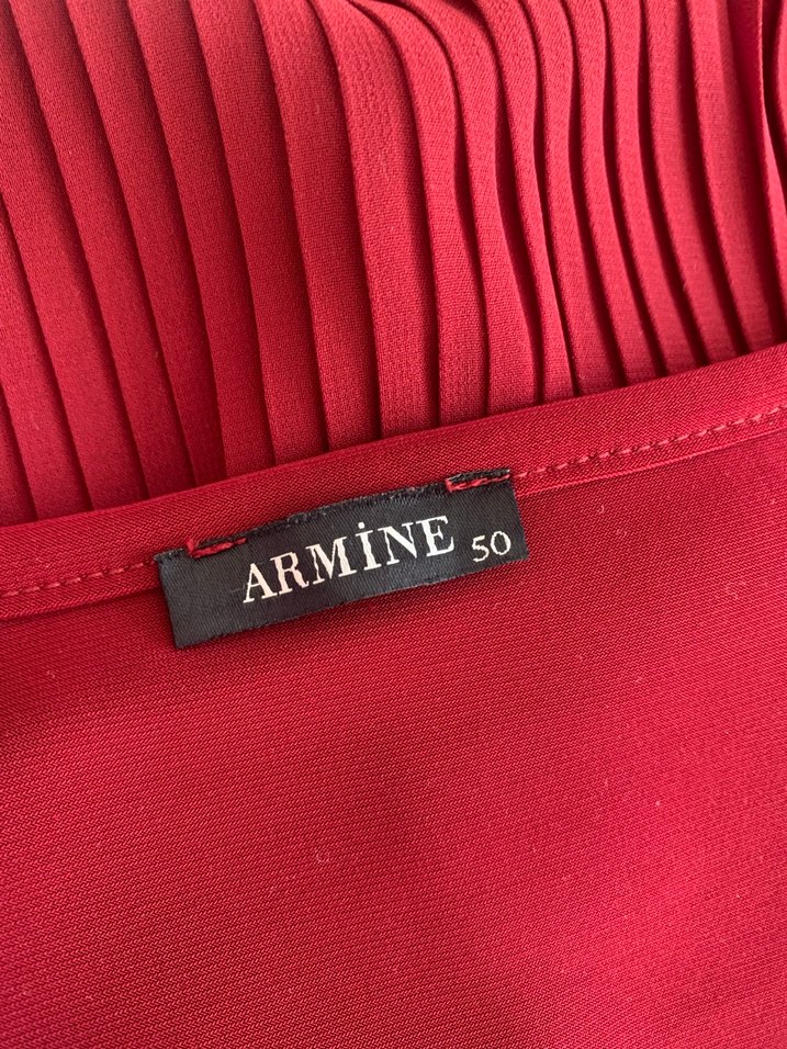 Bordo Uzun Kollu Vintage Kadın Elbisesi - Görsel 5