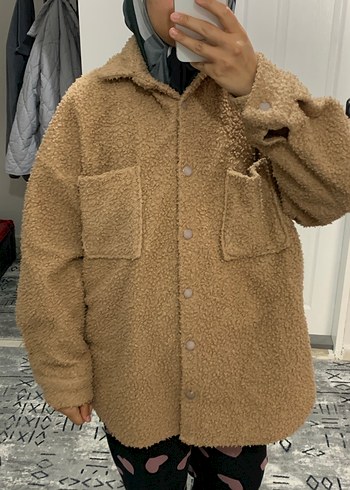 Kadın Camel Renk Peluş Kaban - Görsel 4