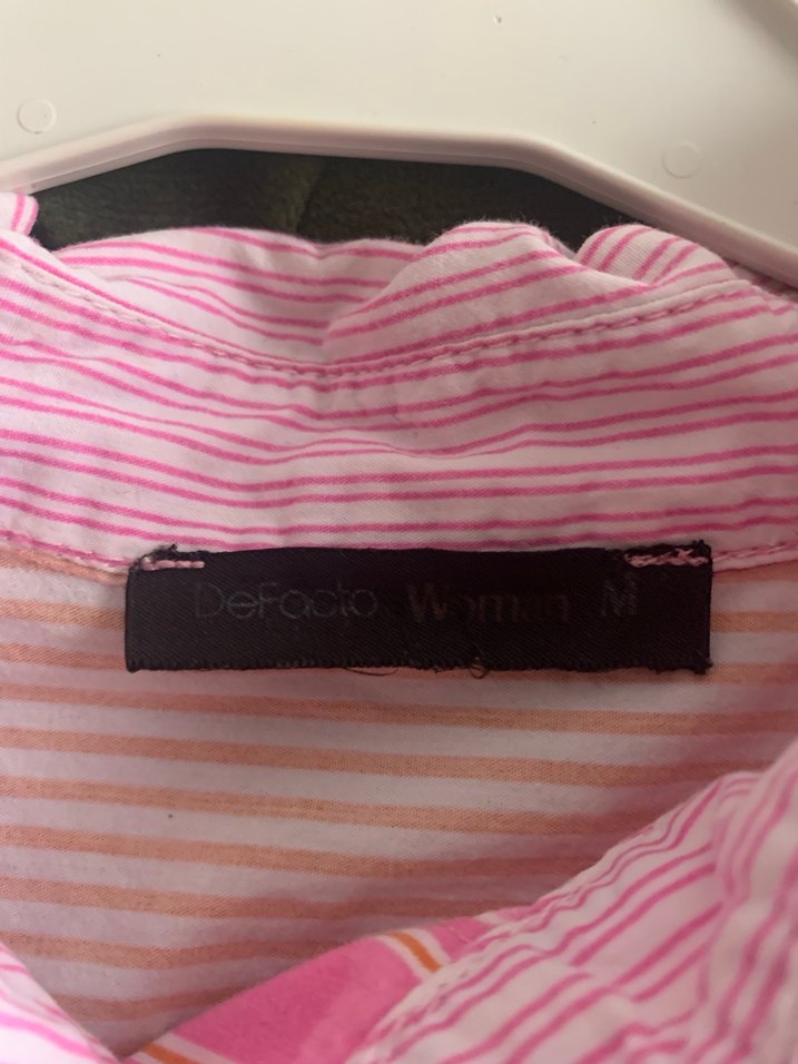 Pembe Bağlama Desenli Uzun Kollu Salaş Gömlek - Görsel 3