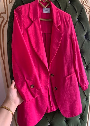 Pembe Keten Kadın Blazer - Görsel 4