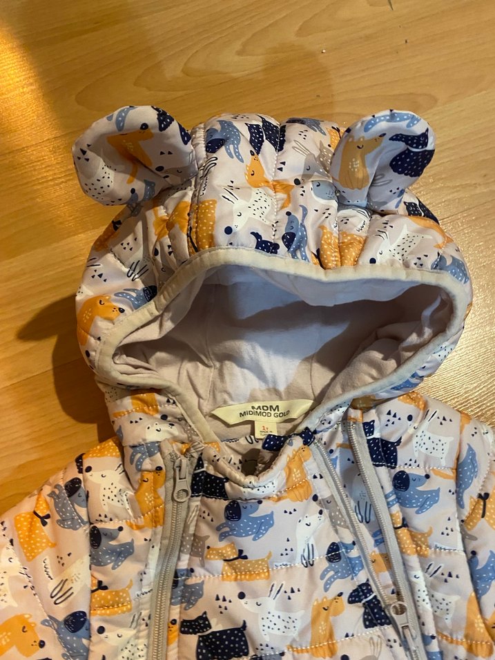 Gri Desenli Kürklü Bebek Tulum - Görsel 3