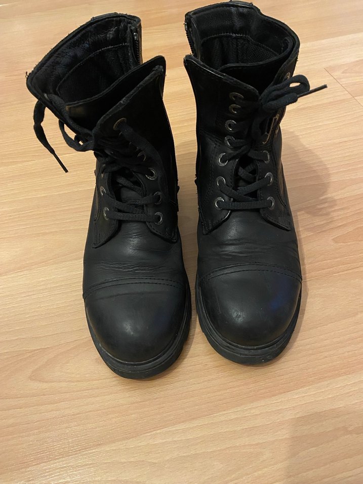 Kadın Siyah Deri Biker Bot, Yüksek Topuklu - Görsel 2