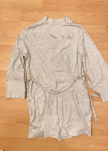 Gri V Yakalı Uzun Kollu  Sabahlık - Görsel 5