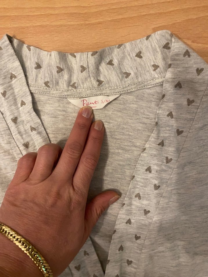 Gri V Yakalı Uzun Kollu  Sabahlık - Görsel 3