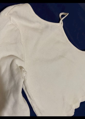 Beyaz Uzun Kollu Crop Top Kadın - Görsel 2