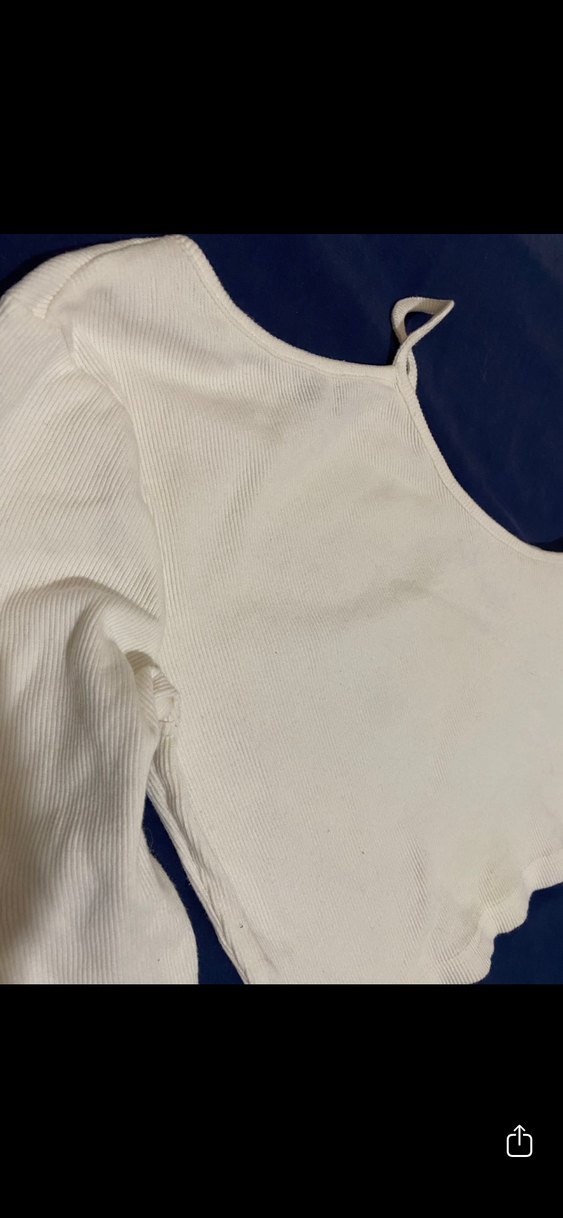 Beyaz Uzun Kollu Crop Top Kadın - Görsel 2