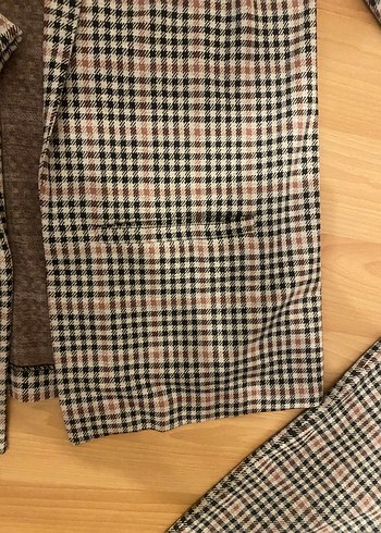 Düğmeli Ekose Kadın Kumaş Pantolon - Görsel 6