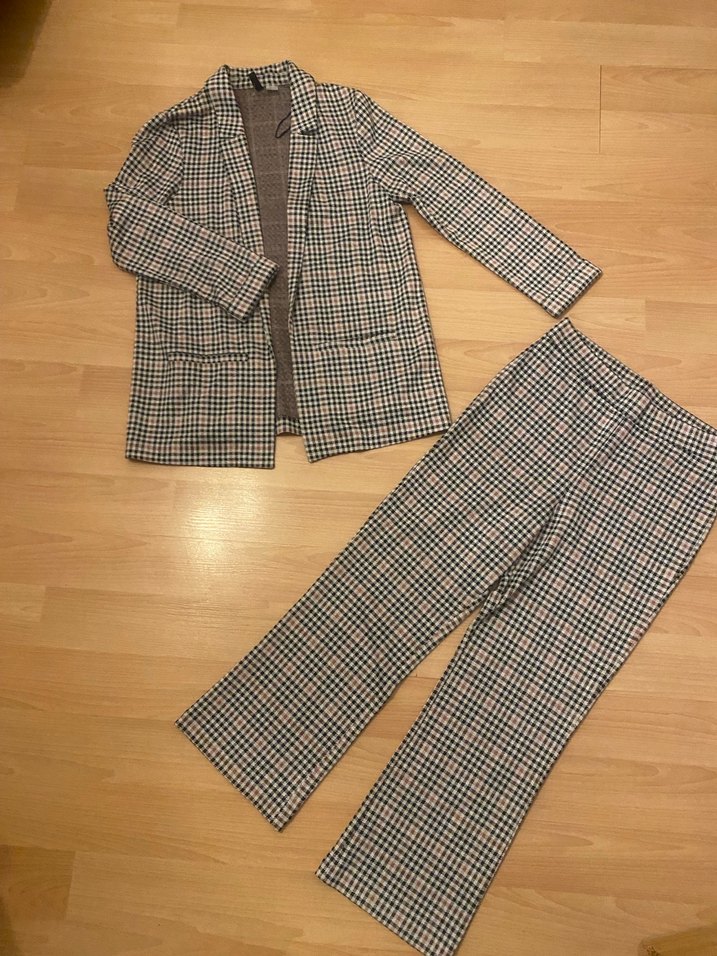 Düğmeli Ekose Kadın Kumaş Pantolon - Görsel 2