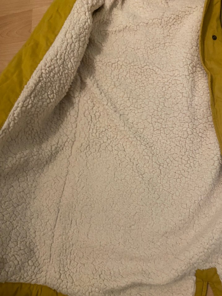 Sarı Kadın Kürklü Midi Kış Montu - Görsel 4