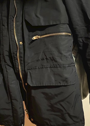 Siyah Kadın Midi Kışlık Kürklü Mont - Görsel 2