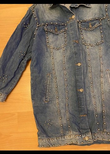 Mavi Uzun Kadın Kot Ceket - Görsel 3