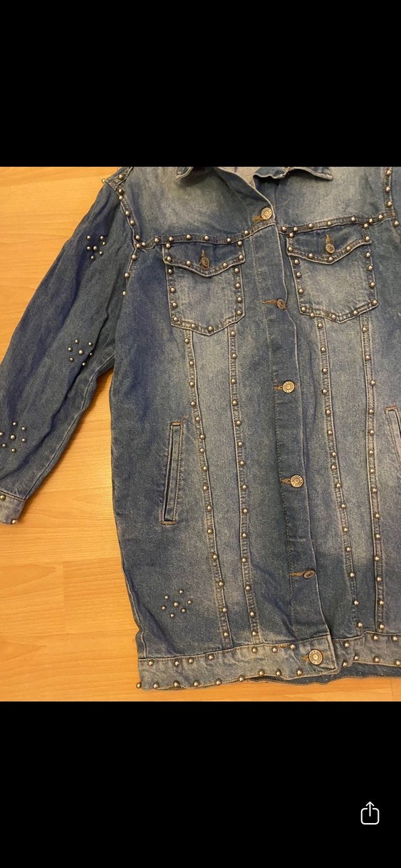 Mavi Uzun Kadın Kot Ceket - Görsel 3