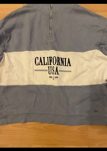 Gri Yarım Fermuarlı Kadın Sweatshirt - Görsel 2