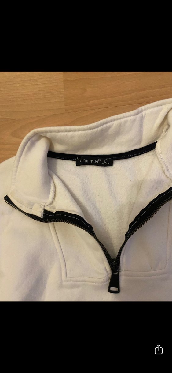 Beyaz Yarım Fermuarlı Kadın Sweatshirt - Görsel 4