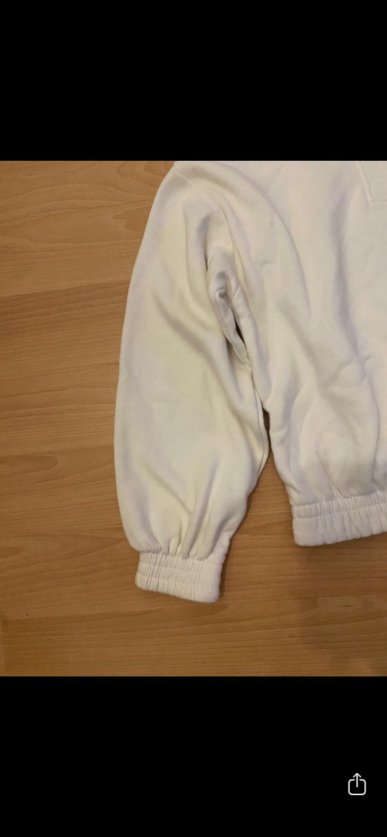 Beyaz Yarım Fermuarlı Kadın Sweatshirt - Görsel 2