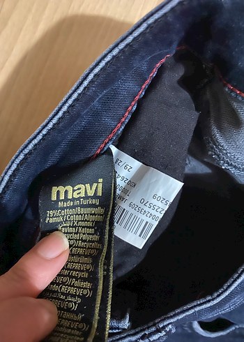 KadınLacivert Kemerli Regular Fit Denim Pantolon - Görsel 3