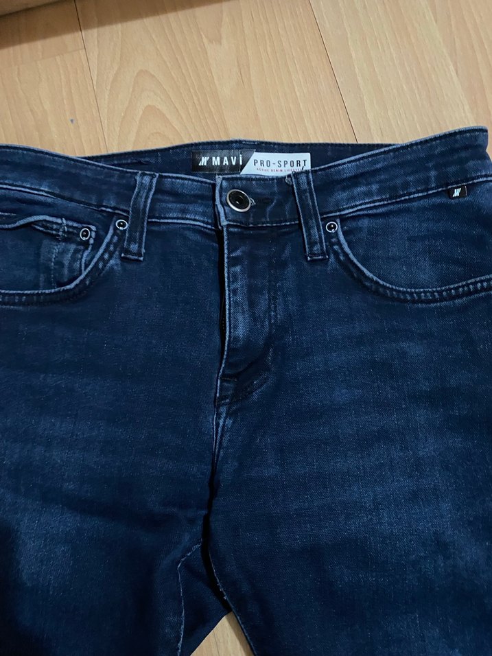 KadınLacivert Kemerli Regular Fit Denim Pantolon - Görsel 2