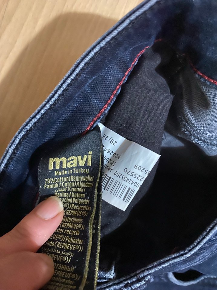 KadınLacivert Kemerli Regular Fit Denim Pantolon - Görsel 3