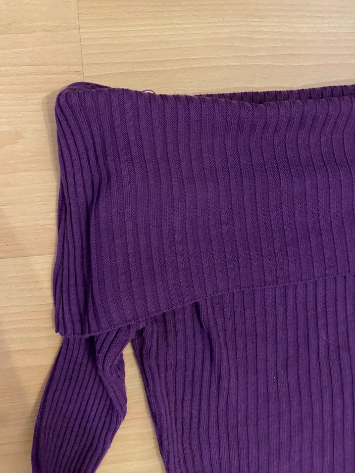 Kadın Mor Triko Kayık Yaka Kazak - Görsel 3