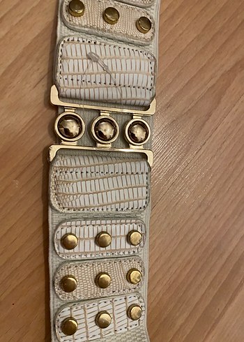 Kadın Beyaz Deri Vintage Kemer - Görsel 2