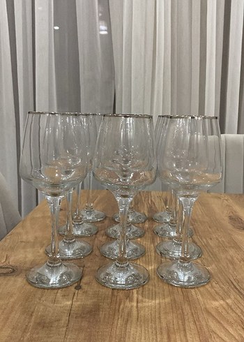 Gri Kenarlı 12'li Şarap Kadehi Seti - Görsel 3