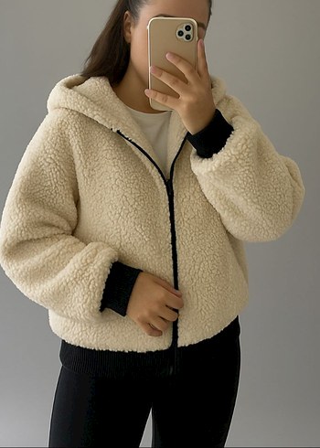 Peluş Kapüşonlu Mont - Görsel 2