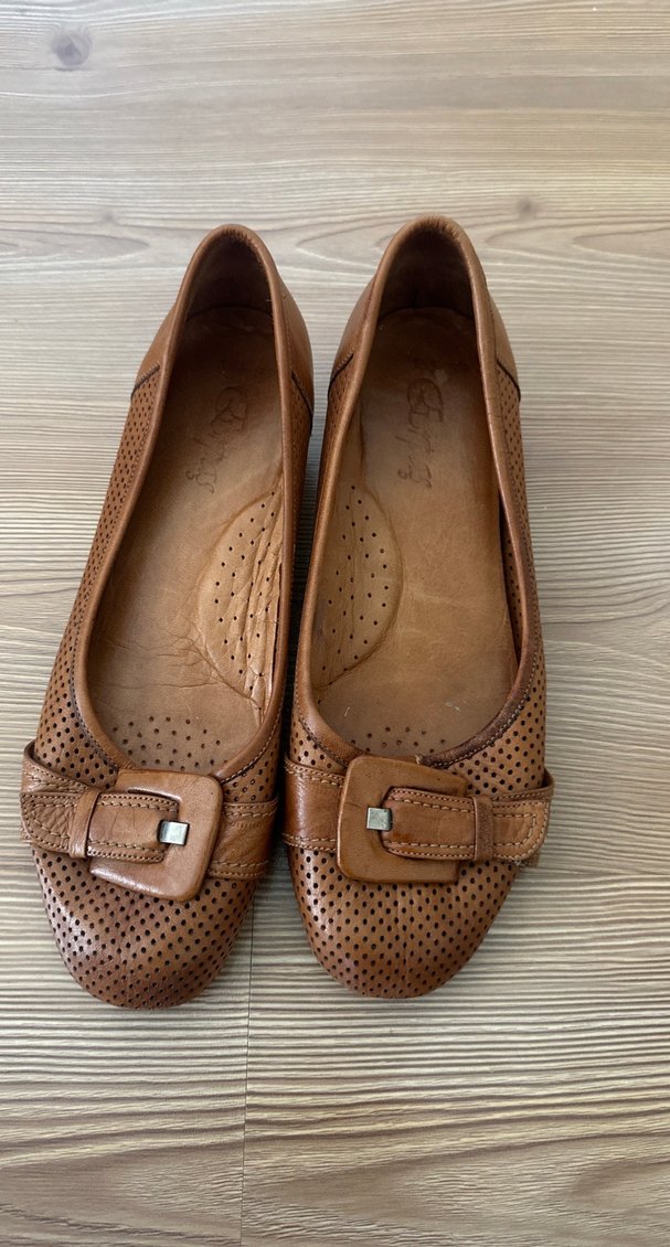 Bej Deri Kemerli Kadın Dolgu Topuk Ayakkabı - Görsel 2