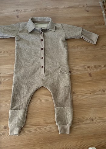 3 Yaş Beden Uzun Kollu Düğmeli Bebek Tulum