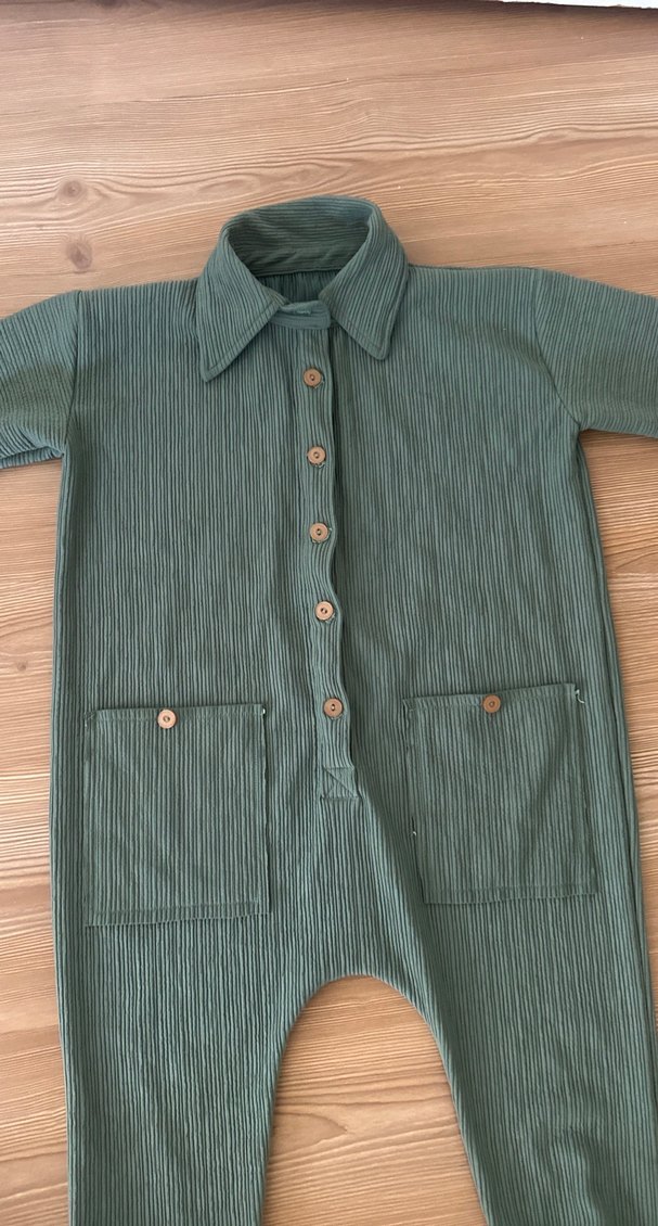 Düğmeli Uzun Kollu Haki Bebek Tulum 3 4 yaşında goydı - Görsel 2