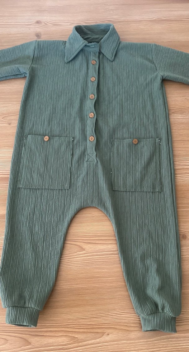 Düğmeli Uzun Kollu Haki Bebek Tulum 3 4 yaşında goydı - Görsel 3