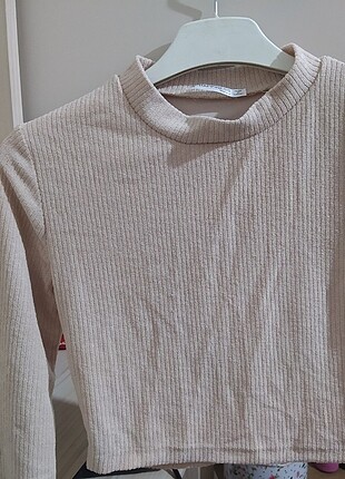 Happiness fitilli bej crop bluz 