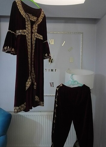Kadife Kına Gecelik Bordo Kaftan Kınalık Osmanlı Kaftan