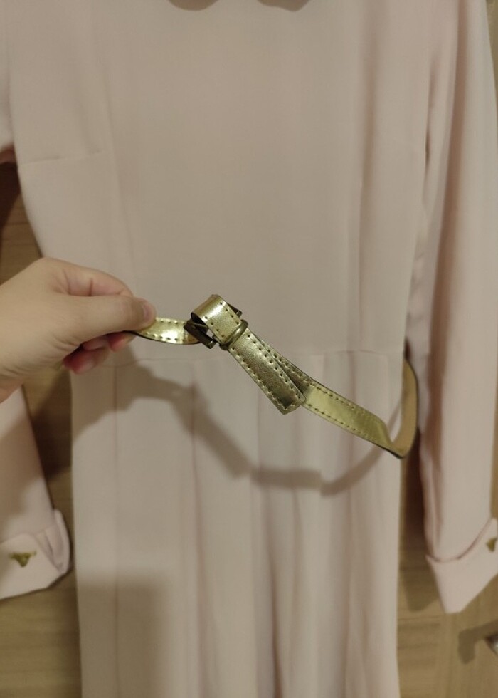 Pudra bebe yaka elbise - Görsel 3