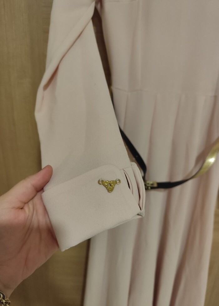 Pudra bebe yaka elbise - Görsel 4