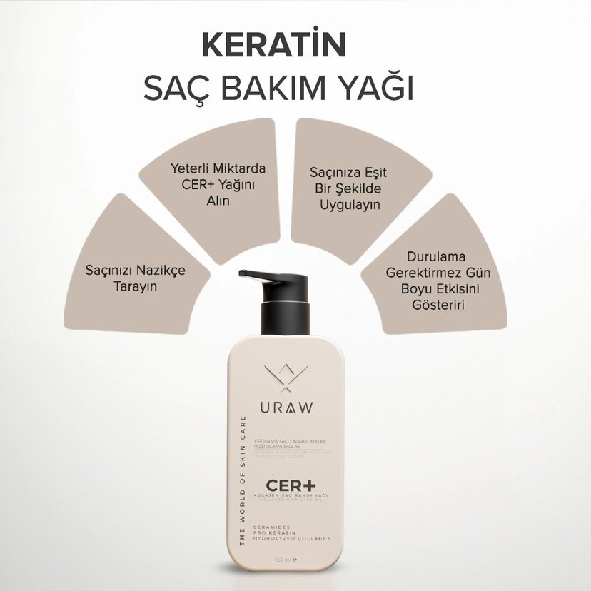 URAW CER+ Kolajen Saç Bakım Yağı 150 ml - Görsel 3