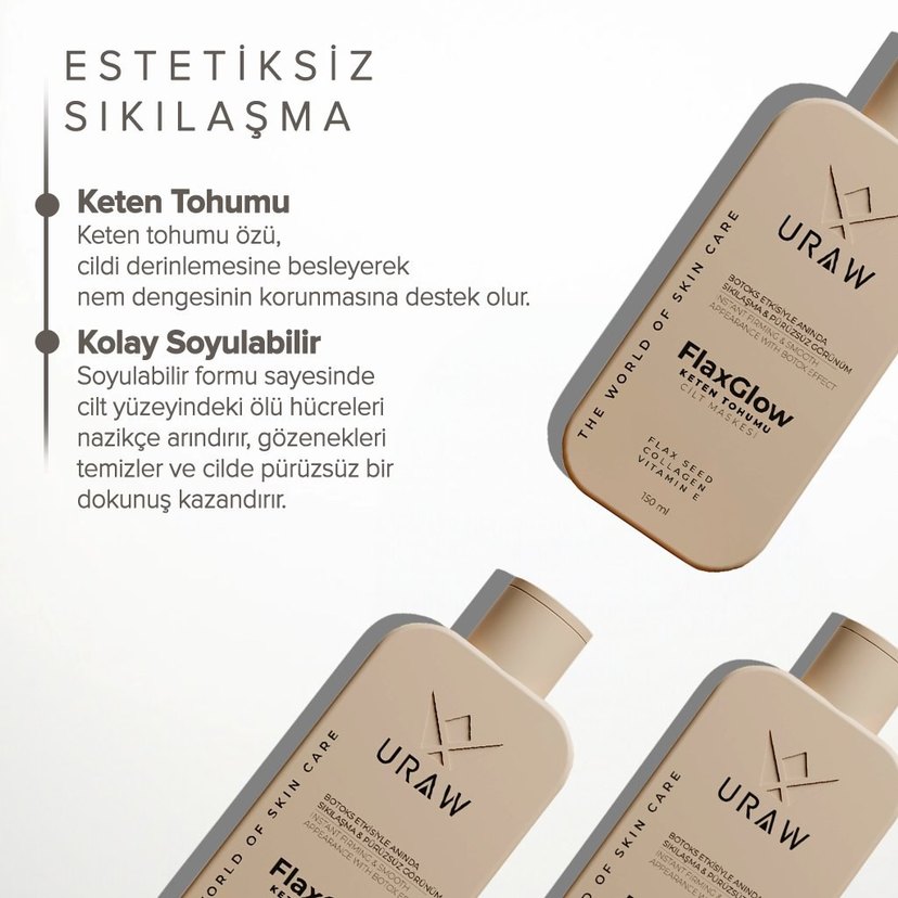 Uraw FlaxGlow Keten Tohumu Cilt Maskesi 150ml - Görsel 3