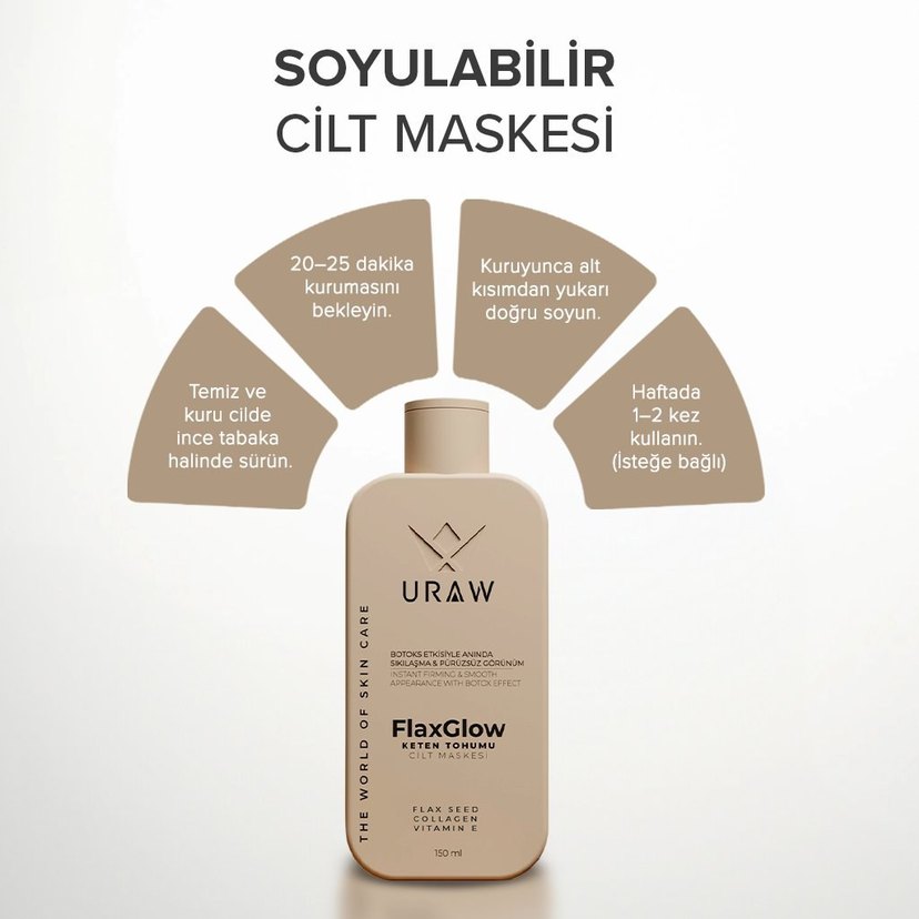 Uraw FlaxGlow Keten Tohumu Cilt Maskesi 150ml - Görsel 4