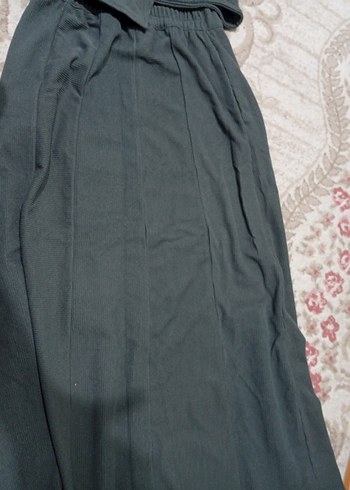 Düğmeli Gri Uzun Kadın Etek - Görsel 11